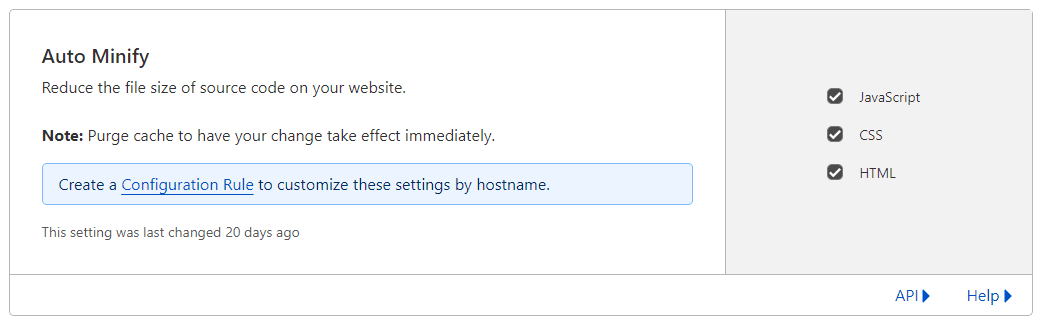 Cloudflare Speed Auto Minify Options Cloudflare Speed Auto Minify Options