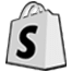 A white shopping bag with a bold black letter S on the front, representing the Shopify logo.